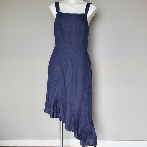 Nordstrom 100% Linen Midi Dress Size 8 - Picture 2 of 9